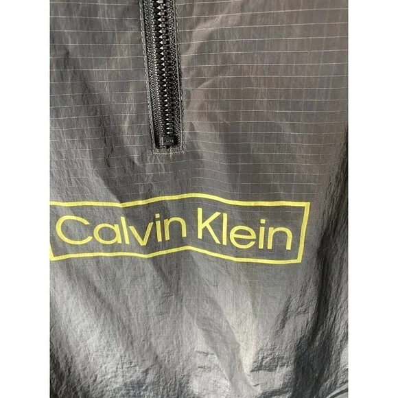 Calvin Klein Mens $148 Relaxed Fit Box Logo Popover Jacket Size L Black - Picture 5 of 11